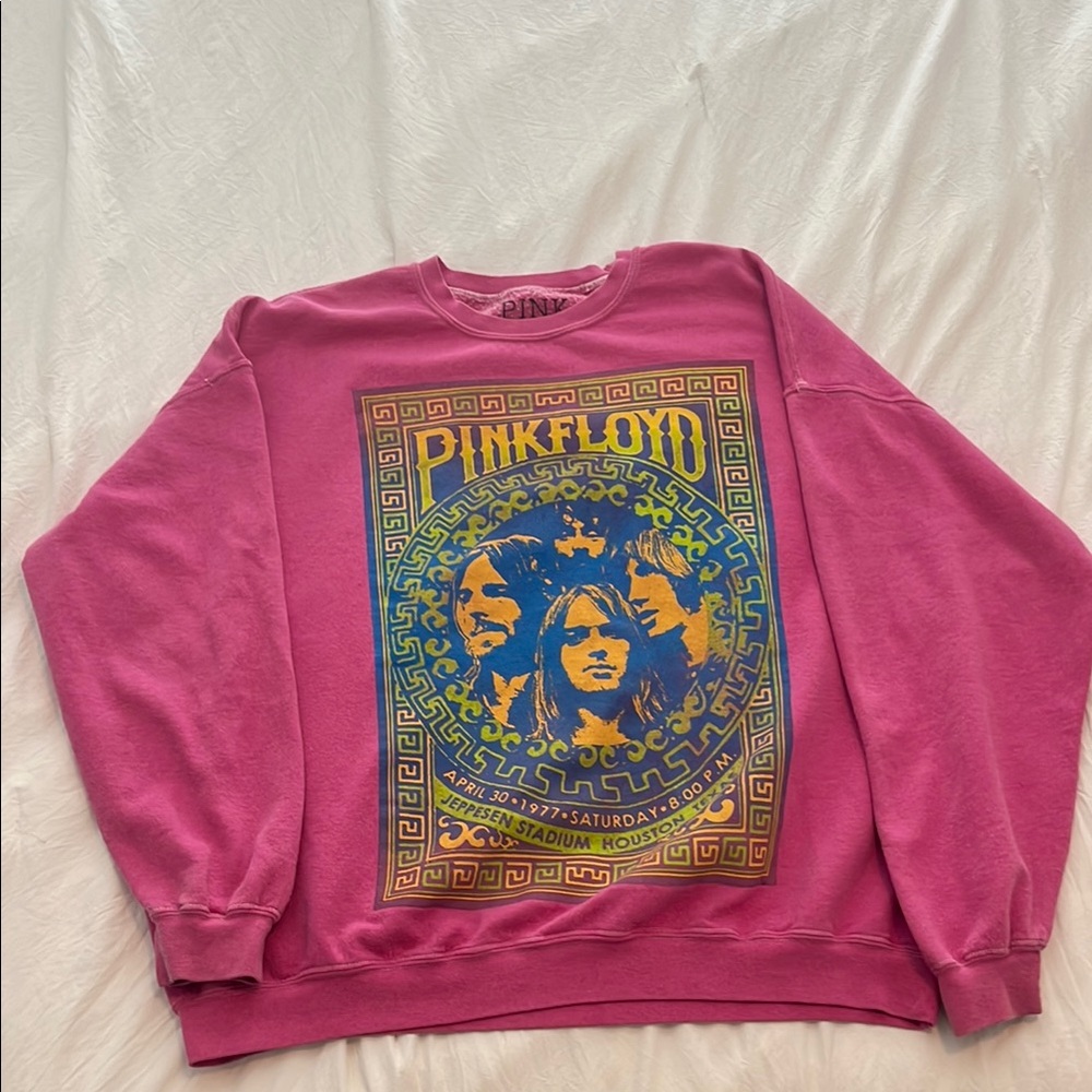 Pink Floyd Pink Crew Neck Sweater with Psychedelic Graphic
